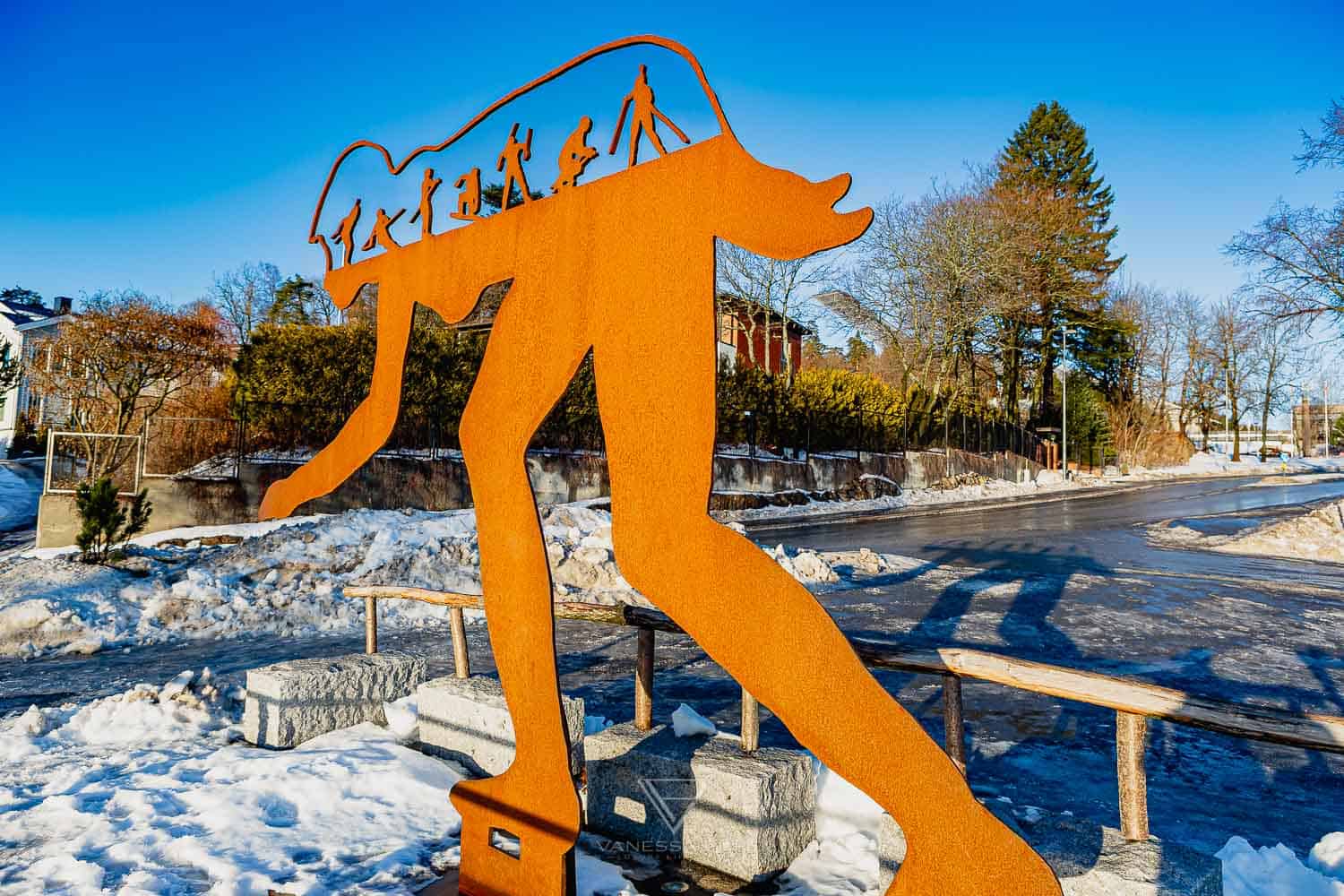 Sightseeing Oslo - Holmenkollen - view ski jump - Holmenkollen ski jump view over Oslo as winter sports place. Top sightseeing and travel tips Oslo. View from the ski jump, Sightseeing Oslo